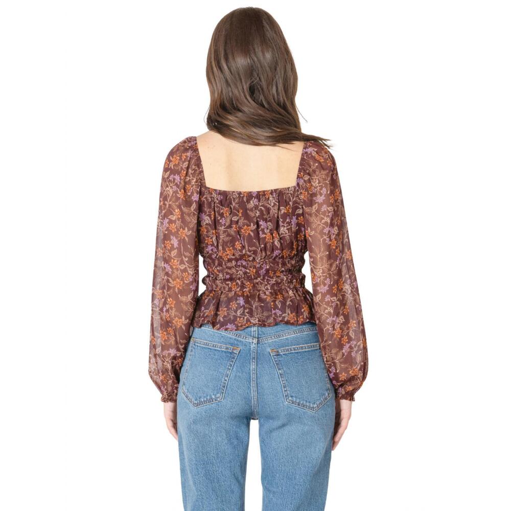 NEW DEX square neck blouse in flowers - Picture 4 of 5